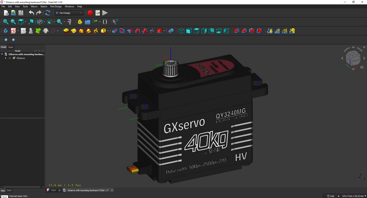 GX Servo sa ili bez montažnog hardvera - model za ispitivanje prikladnosti