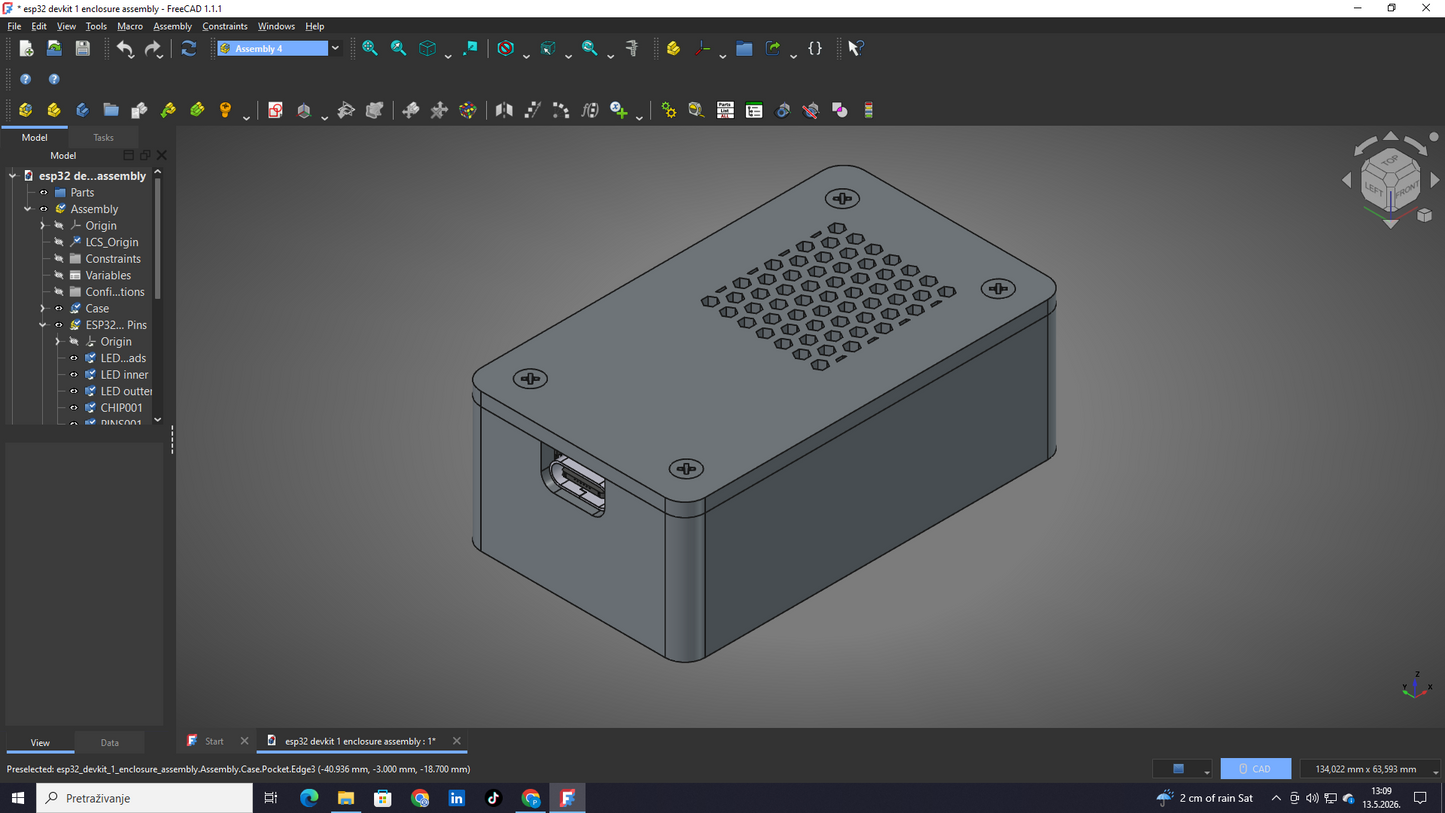 Kućište za ESP32 Type-C modul - STL datoteke