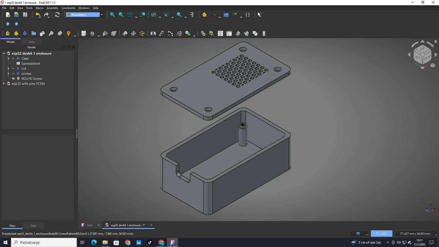 Kućište za ESP32 Type-C modul - STL datoteke